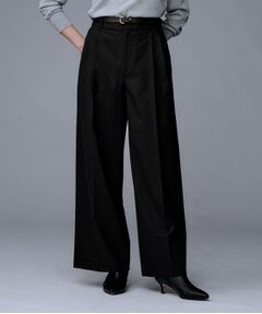 UNTITLED / アンタイトル パンツ | 【洗える/ウエスト後ろゴム】ウール混　タックワイドパンツ