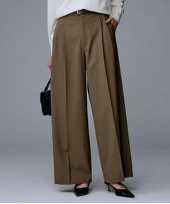 UNTITLED / アンタイトル パンツ | 【洗える/ウエスト後ろゴム】ウール混　タックワイドパンツ