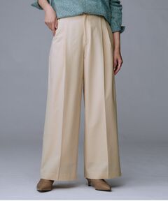 UNTITLED / アンタイトル パンツ | 【洗える/ウエスト後ろゴム】ウール混　タックワイドパンツ