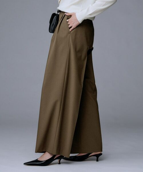 UNTITLED / アンタイトル パンツ | 【洗える/ウエスト後ろゴム】ウール混　タックワイドパンツ | 詳細11