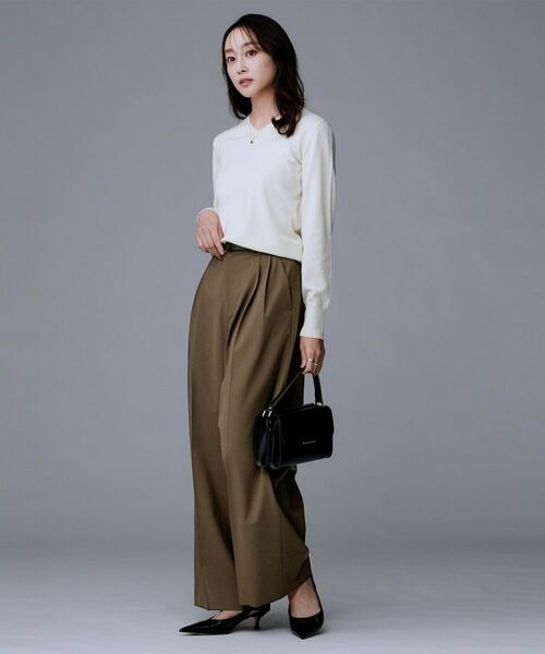 UNTITLED / アンタイトル パンツ | 【洗える/ウエスト後ろゴム】ウール混　タックワイドパンツ | 詳細12