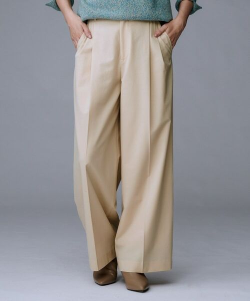 UNTITLED / アンタイトル パンツ | 【洗える/ウエスト後ろゴム】ウール混　タックワイドパンツ | 詳細14