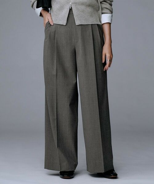 UNTITLED / アンタイトル パンツ | 【洗える/ウエスト後ろゴム】ウール混　タックワイドパンツ | 詳細2