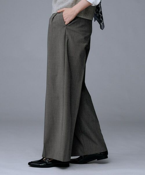 UNTITLED / アンタイトル パンツ | 【洗える/ウエスト後ろゴム】ウール混　タックワイドパンツ | 詳細3