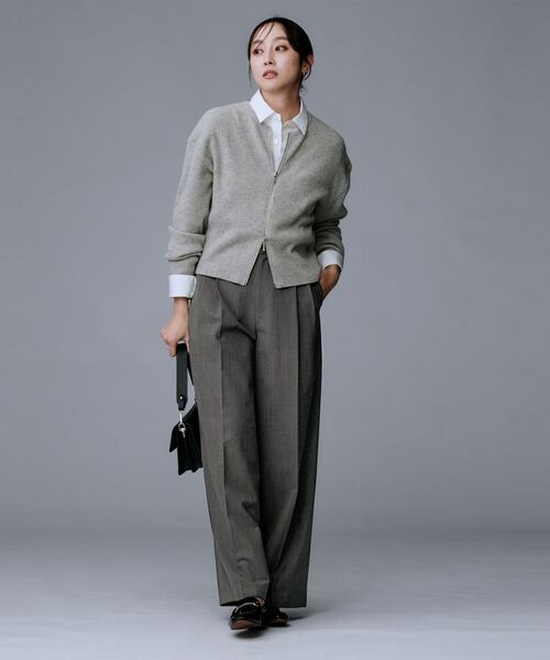 UNTITLED / アンタイトル パンツ | 【洗える/ウエスト後ろゴム】ウール混　タックワイドパンツ | 詳細4