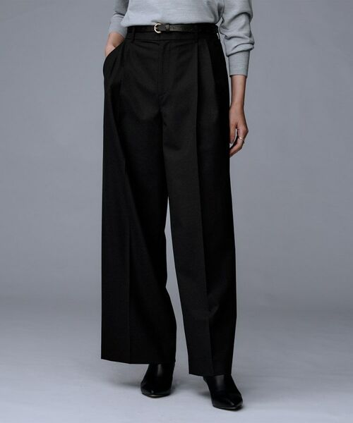 UNTITLED / アンタイトル パンツ | 【洗える/ウエスト後ろゴム】ウール混　タックワイドパンツ | 詳細6
