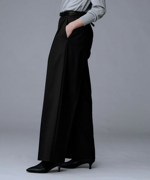 UNTITLED / アンタイトル パンツ | 【洗える/ウエスト後ろゴム】ウール混　タックワイドパンツ | 詳細7