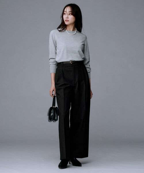 UNTITLED / アンタイトル パンツ | 【洗える/ウエスト後ろゴム】ウール混　タックワイドパンツ | 詳細8