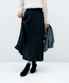 UNTITLED / アンタイトル ロング・マキシ丈スカート | 【シワ知らず/ウエストゴム】スエード風プリーツスカート