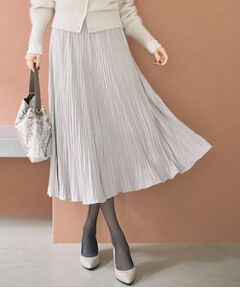 UNTITLED / アンタイトル ロング・マキシ丈スカート | 【シワ知らず/ウエストゴム】スエード風プリーツスカート