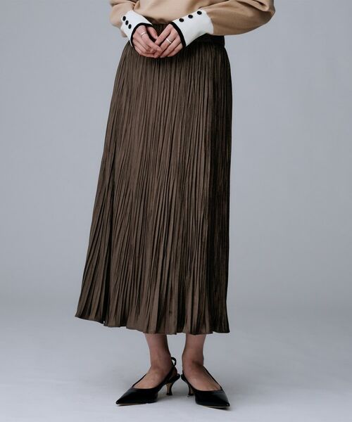 UNTITLED / アンタイトル ロング・マキシ丈スカート | 【シワ知らず/ウエストゴム】スエード風プリーツスカート | 詳細15