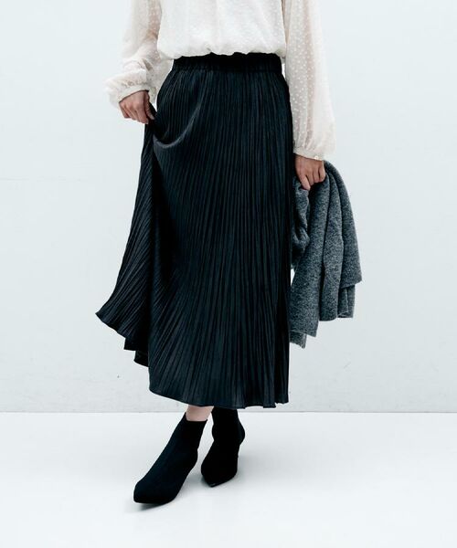 UNTITLED / アンタイトル ロング・マキシ丈スカート | 【シワ知らず/ウエストゴム】スエード風プリーツスカート | 詳細2