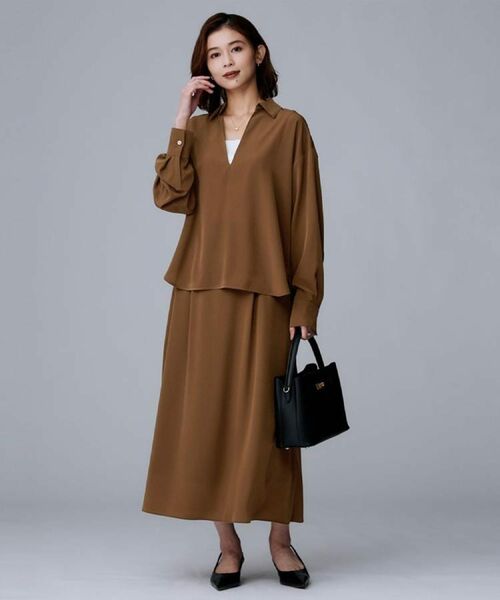 UNTITLED / アンタイトル ロング・マキシ丈スカート | 【セットアップ可/後ろウエストゴム】リラクパウダースカート | 詳細9