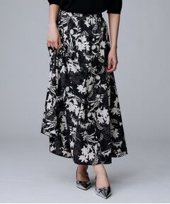 新品　アンタイトル　パウダークロス ロングスカート　洗えるウエストゴム UNTITLED スカート 「ウエストゴム/洗える」パウダークロス