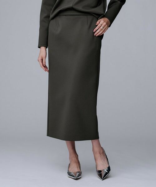 UNTITLED / アンタイトル ロング・マキシ丈スカート | 【ウエストゴム/タイト/スポーティー】ダンボールジャージスカート(チャコールグレー(014))