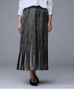 UNTITLED / アンタイトル ロング・マキシ丈スカート | 【ウエストゴム／着映え】ランダムプリーツベロアスカート