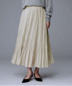 UNTITLED / アンタイトル ロング・マキシ丈スカート | 【ウエストゴム／着映え】ランダムプリーツベロアスカート