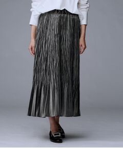 UNTITLED / アンタイトル ロング・マキシ丈スカート | 【ウエストゴム／着映え】ランダムプリーツベロアスカート