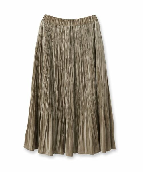 UNTITLED / アンタイトル ロング・マキシ丈スカート | 【ウエストゴム／着映え】ランダムプリーツベロアスカート | 詳細1