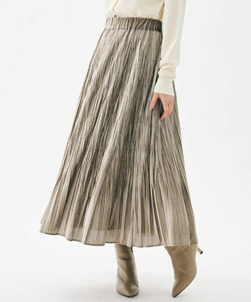 UNTITLED / アンタイトル ロング・マキシ丈スカート | 【ウエストゴム／着映え】ランダムプリーツベロアスカート | 詳細11