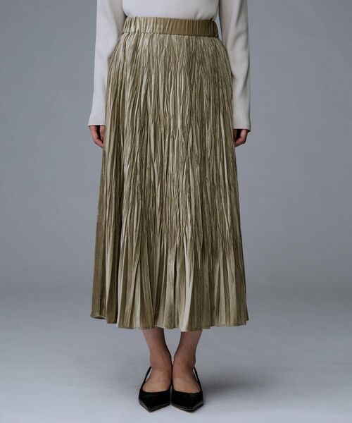 UNTITLED / アンタイトル ロング・マキシ丈スカート | 【ウエストゴム／着映え】ランダムプリーツベロアスカート | 詳細14