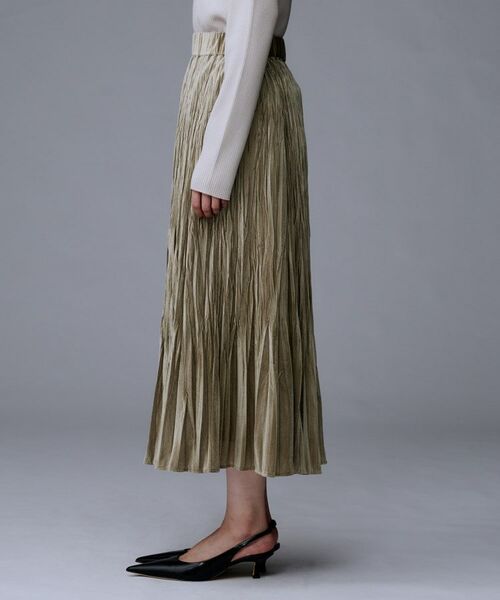 UNTITLED / アンタイトル ロング・マキシ丈スカート | 【ウエストゴム／着映え】ランダムプリーツベロアスカート | 詳細15