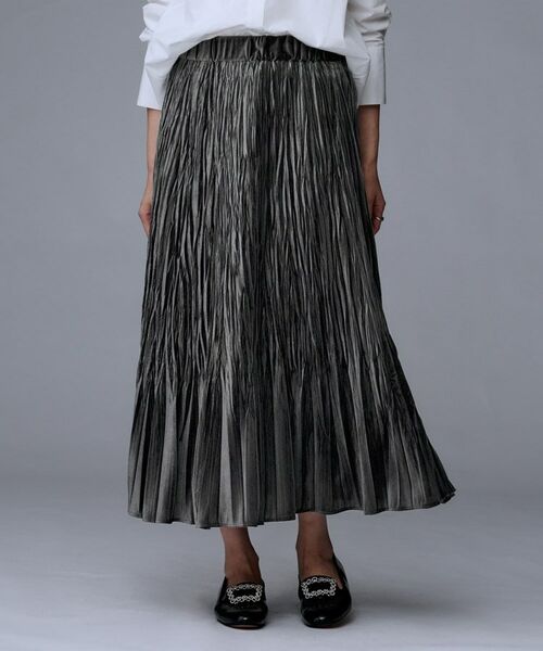 UNTITLED / アンタイトル ロング・マキシ丈スカート | 【ウエストゴム／着映え】ランダムプリーツベロアスカート | 詳細2