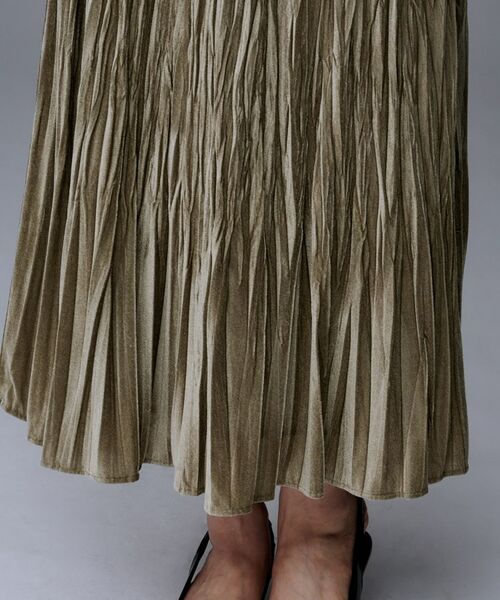 UNTITLED / アンタイトル ロング・マキシ丈スカート | 【ウエストゴム／着映え】ランダムプリーツベロアスカート | 詳細20