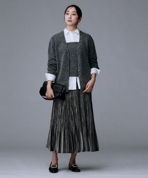 UNTITLED / アンタイトル ロング・マキシ丈スカート | 【ウエストゴム／着映え】ランダムプリーツベロアスカート | 詳細4