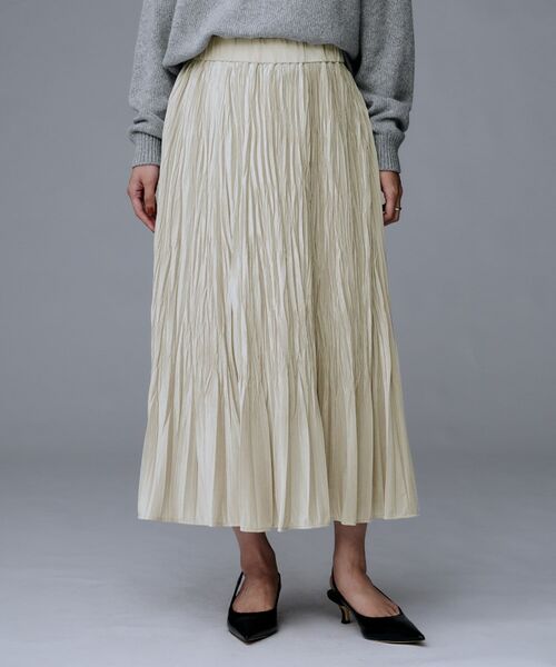 UNTITLED / アンタイトル ロング・マキシ丈スカート | 【ウエストゴム／着映え】ランダムプリーツベロアスカート | 詳細6