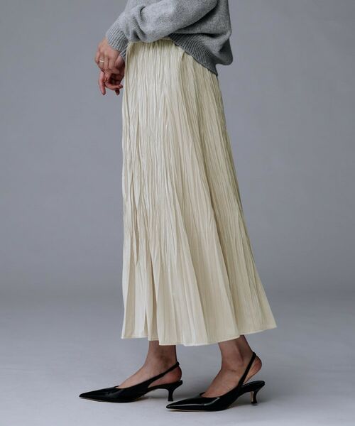 UNTITLED / アンタイトル ロング・マキシ丈スカート | 【ウエストゴム／着映え】ランダムプリーツベロアスカート | 詳細7