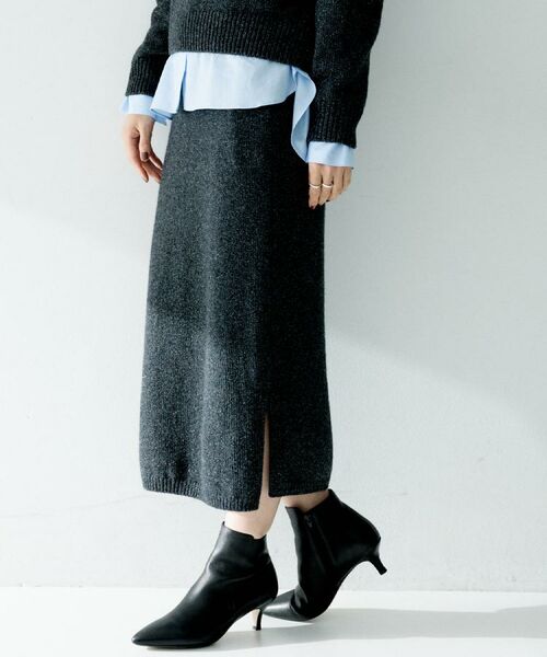 UNTITLED / アンタイトル ロング・マキシ丈スカート | 【セットアップ可能/ウエスト総ゴム】ラメニットナロースカート | 詳細2