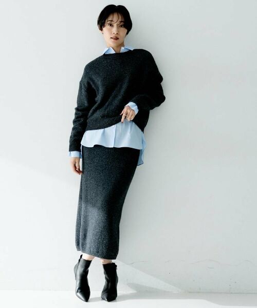 UNTITLED / アンタイトル ロング・マキシ丈スカート | 【セットアップ可能/ウエスト総ゴム】ラメニットナロースカート | 詳細3