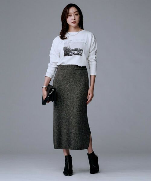 UNTITLED / アンタイトル ロング・マキシ丈スカート | 【セットアップ可能/ウエスト総ゴム】ラメニットナロースカート | 詳細5