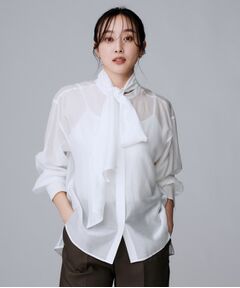 UNTITLED / アンタイトル シャツ・ブラウス | 【ボウタイリボン/バンドカラー/レイヤード】2WAYシアーブラウス