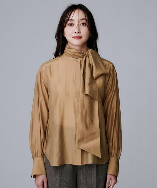 UNTITLED / アンタイトル シャツ・ブラウス | 【ボウタイリボン/バンドカラー/レイヤード】2WAYシアーブラウス | 詳細14