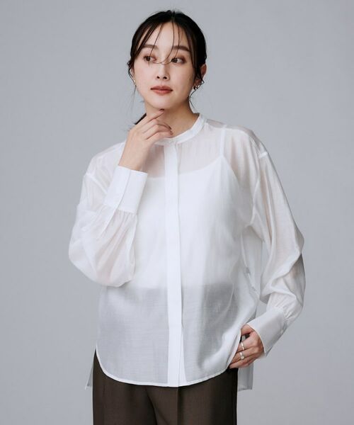 UNTITLED / アンタイトル シャツ・ブラウス | 【ボウタイリボン/バンドカラー/レイヤード】2WAYシアーブラウス | 詳細3