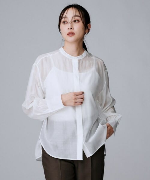 UNTITLED / アンタイトル シャツ・ブラウス | 【ボウタイリボン/バンドカラー/レイヤード】2WAYシアーブラウス | 詳細4