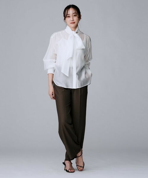 UNTITLED / アンタイトル シャツ・ブラウス | 【ボウタイリボン/バンドカラー/レイヤード】2WAYシアーブラウス | 詳細5