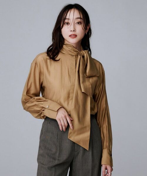 UNTITLED / アンタイトル シャツ・ブラウス | 【ボウタイリボン/バンドカラー/レイヤード】2WAYシアーブラウス | 詳細8