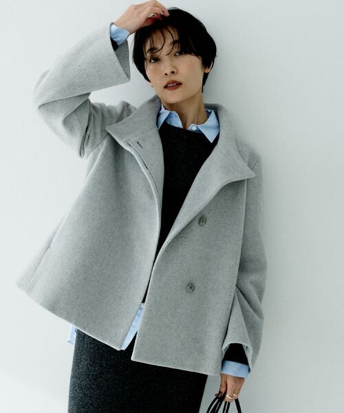 UNTITLED / アンタイトル その他アウター | 【着回しが効く/オンオフアウター】ウールショートコート(ライトグレー(011))