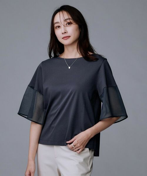 UNTITLED / アンタイトル カットソー | 【一枚で着映える/五分袖】シアースリーブ プルオーバー | 詳細10