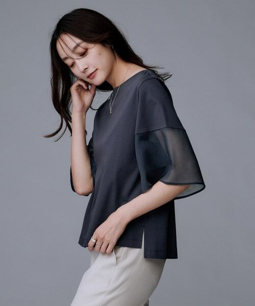 UNTITLED / アンタイトル カットソー | 【一枚で着映える/五分袖】シアースリーブ プルオーバー | 詳細11