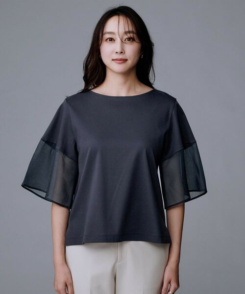 UNTITLED / アンタイトル カットソー | 【一枚で着映える/五分袖】シアースリーブ プルオーバー | 詳細14