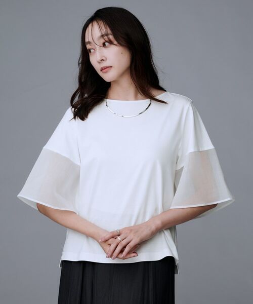 UNTITLED/アンタイトル 【コットン100/Tシャツ/フレア袖】シアースリーブ プルオーバー オフホワイト(003) 02(M) UNTITLED/アンタイトル 【コットン100/Tシャツ/フレア袖】シアースリーブ プルオーバー オフホワイト(003) 02(M)