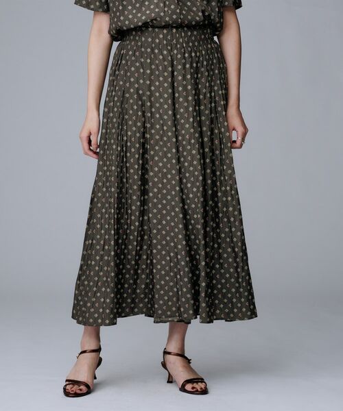 UNTITLED / アンタイトル ショート・ハーフ・半端丈パンツ | 【セットアップ可/ウエストゴム/リラクシー】スクエアジオメ柄スカーチョ(チャコールグレー(114))