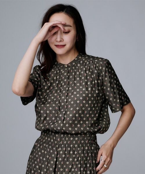 UNTITLED / アンタイトル シャツ・ブラウス | 【セットアップ可/リラクシー/通勤】スクエアジオメ柄ブラウス | 詳細6