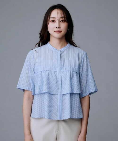 UNTITLED / アンタイトル シャツ・ブラウス | 【短丈/前ボタン/五分袖】ストライプフリルシャツ | 詳細10