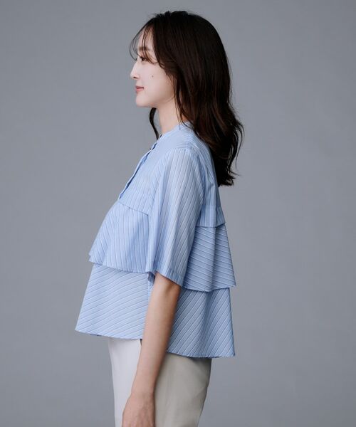 UNTITLED / アンタイトル シャツ・ブラウス | 【短丈/前ボタン/五分袖】ストライプフリルシャツ | 詳細11