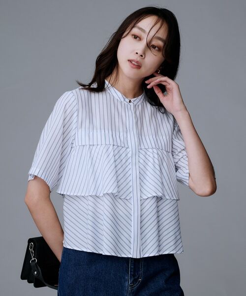 UNTITLED / アンタイトル シャツ・ブラウス | 【短丈/前ボタン/五分袖】ストライプフリルシャツ | 詳細2
